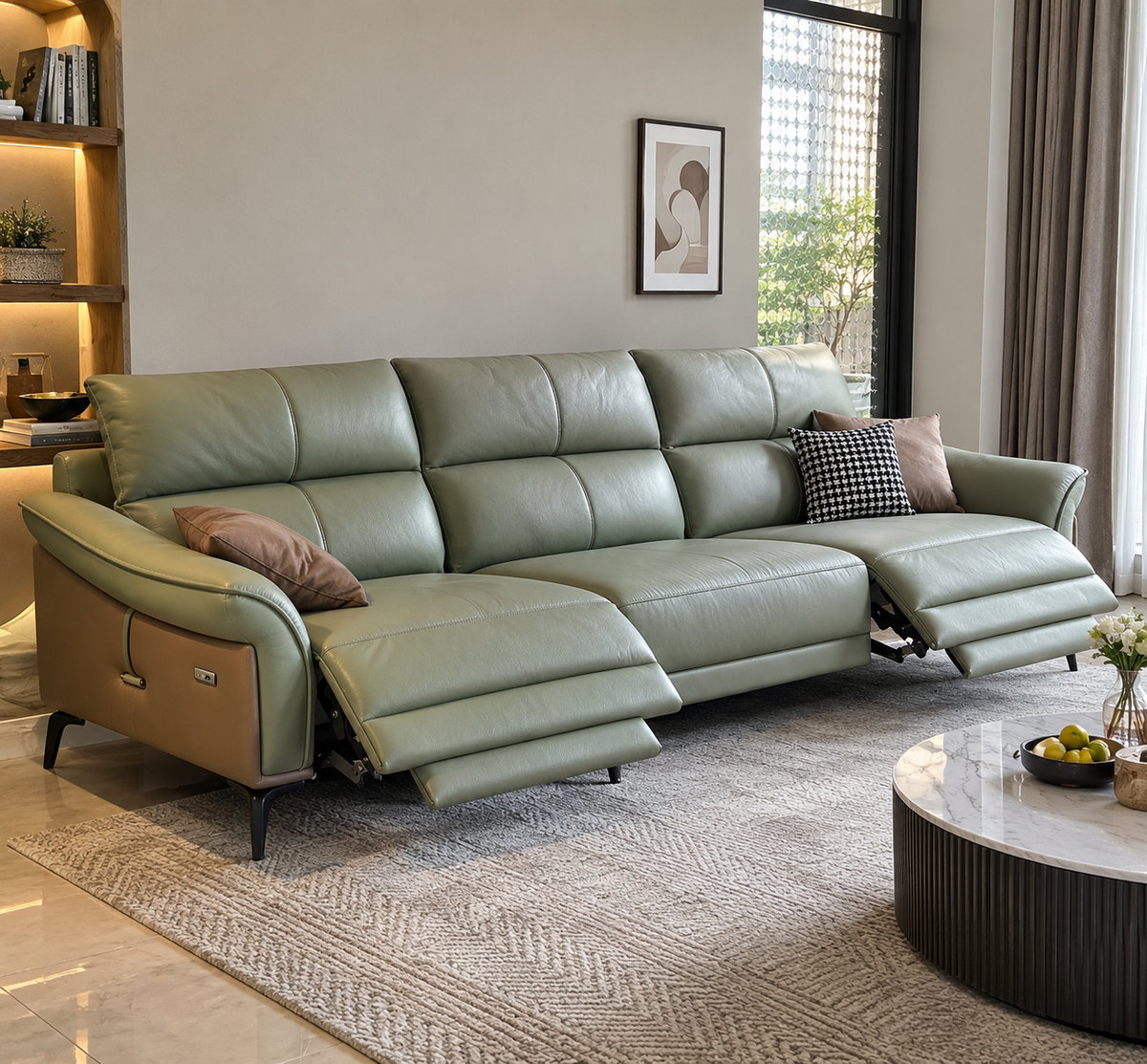 Bọc ghế sofa Bình Thạnh da xanh bạc hà