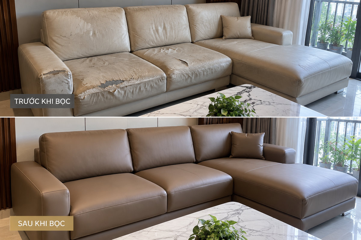 So sánh trước và sau khi bọc ghế sofa Bình Thạnh