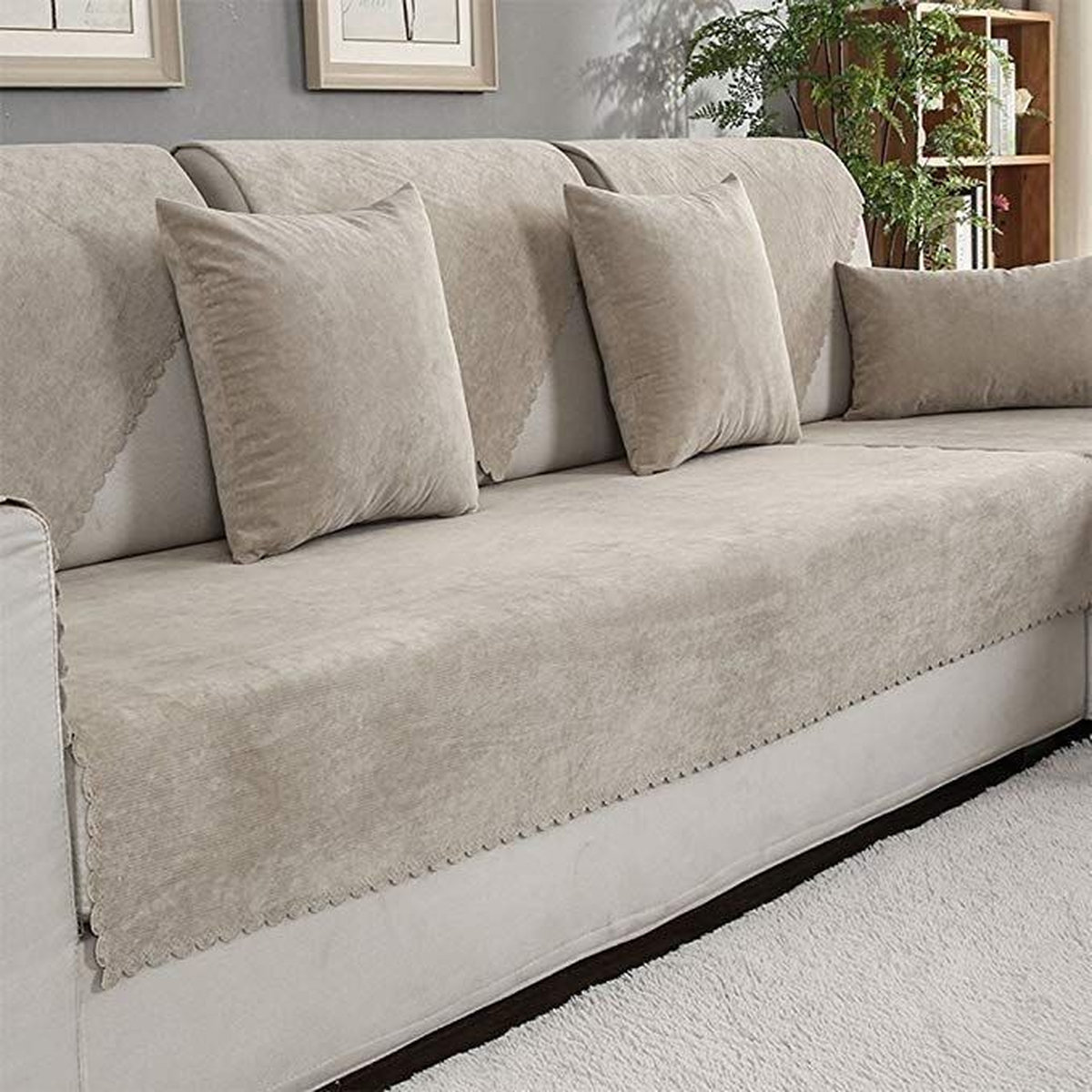 Thay áo sofa vải màu kem tận dụng bộ khung và dễ dàng tháo rời