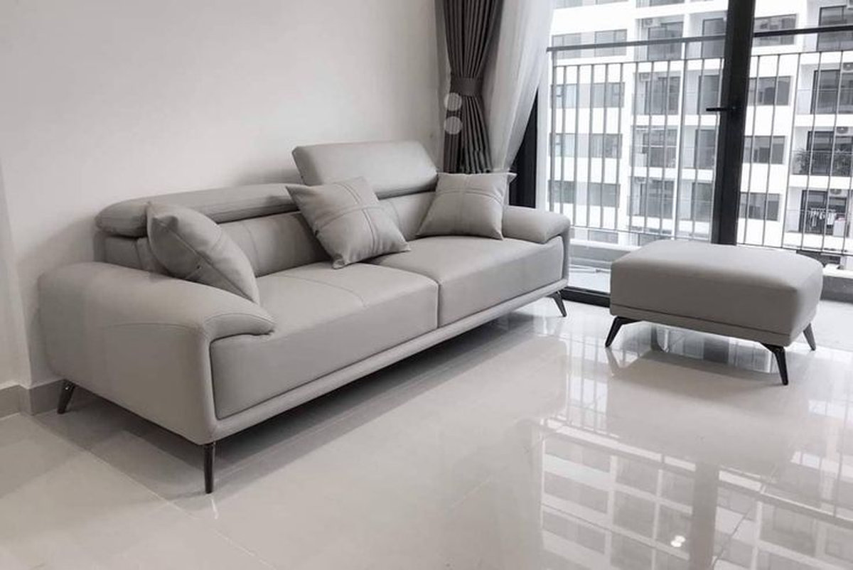 Mẫu bọc ghế sofa Quận 3 da màu xám nhạt
