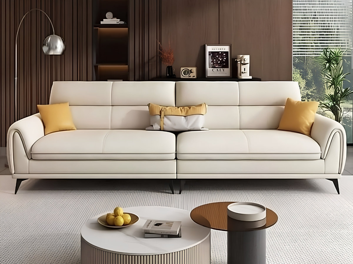 Bọc ghế sofa tại nhà với mẫu sofa màu kem hiện đại