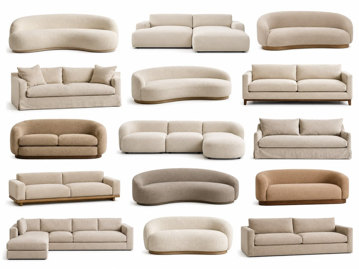 Các mẫu ghế sofa với nhiều kiểu dáng và kích thước 